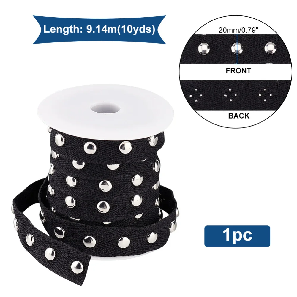 Ruban à œillets En Coton Uxcell - 3 Yards (environ 2.74m), Largeur 0.78 Pouce, Couleur Noir Et Argent
