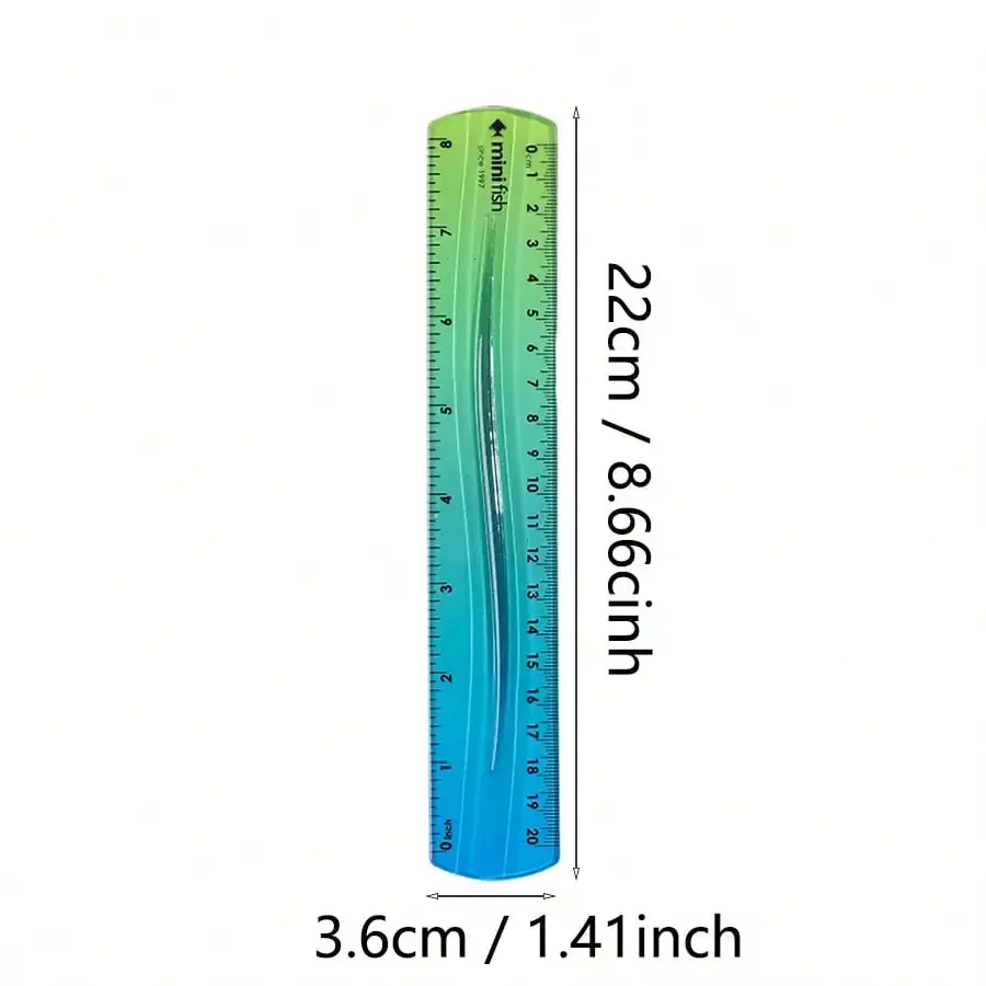 20cm/15cm 유연한 소프트 자, 그라데이션 레인보우 컬러 스타일, 센티미터와 인치로 이중 단위 측정, 사무실, 학생, 학교용