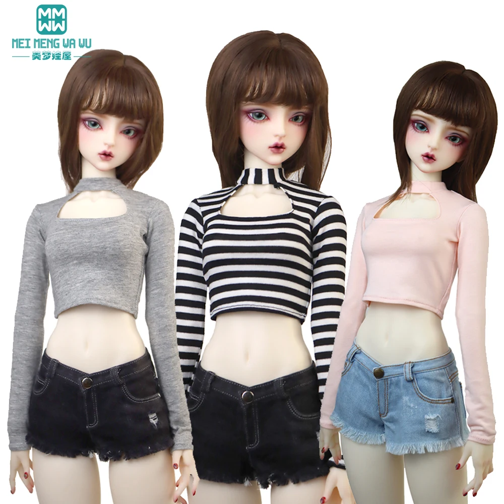 1/3 1/4 BJD Doll Clothes SD DD Toy Ball Joint Doll Fashion T-shirt High-Waisted Jacket Denim Shorts Gift for Girls