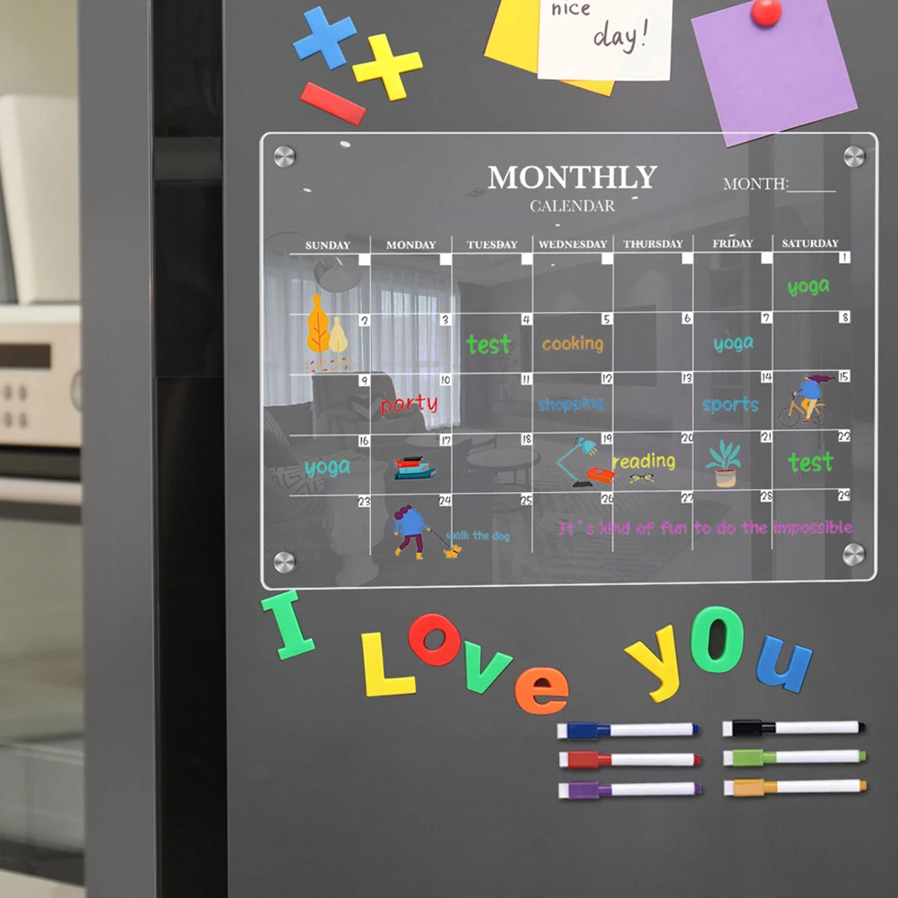 Calendars Magnetic Schedule Plan Board Message Clear Board Acrylic Magnetic Plan Board Fridge Magnet Planner Board