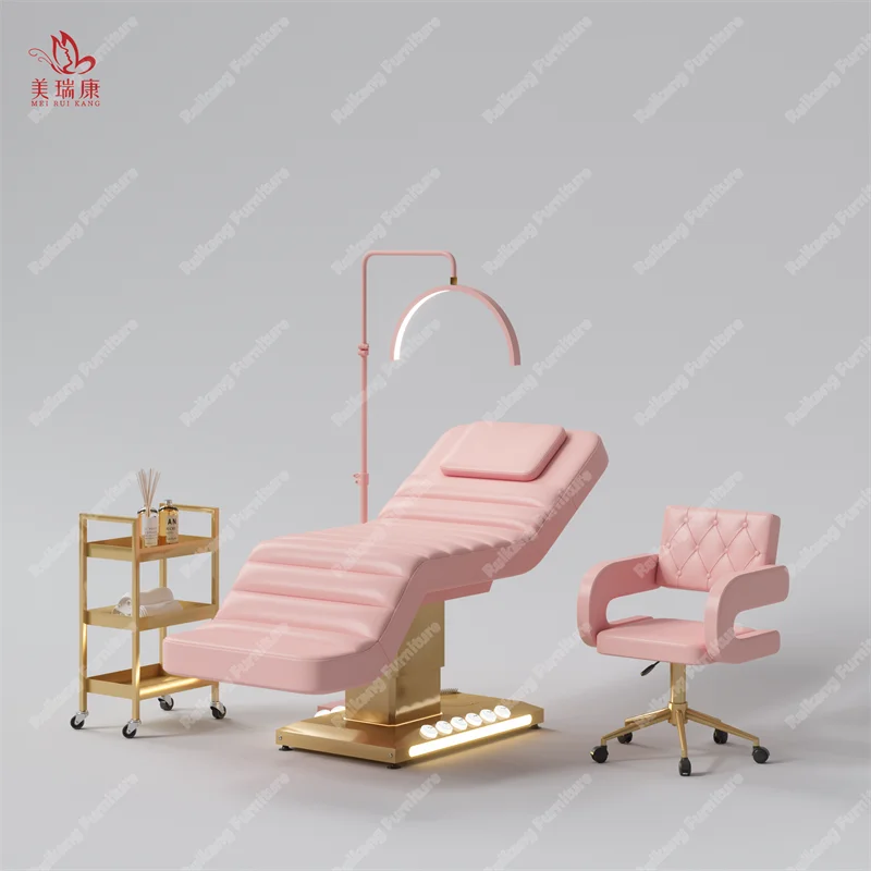 맞춤형 뷰티 살롱 에스테틱 가구 베이스 커브 침대 화장용 속눈썹 침대 럭셔리 스파 마사지 테이블 래쉬