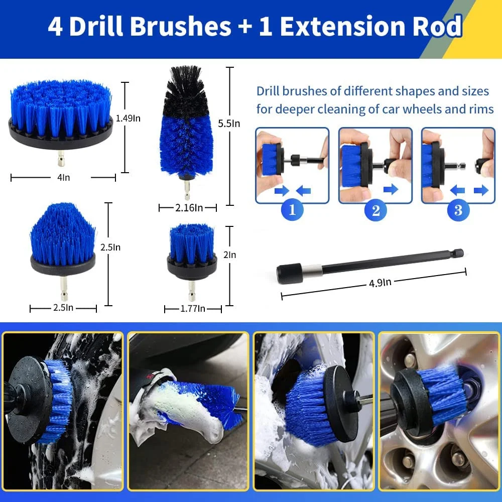 27Pcs Car Wash Cleaning Kit Microfiber Towels Blush Sponge Wash Glove Polish Care Applicator Pads Auto Detailing Washing Tools