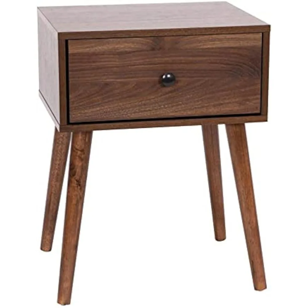 Hatfield Mid-Century Modern Wood Nightstand - Dark Walnut Wood Grain Finish   Gaveteros Para Cuarto