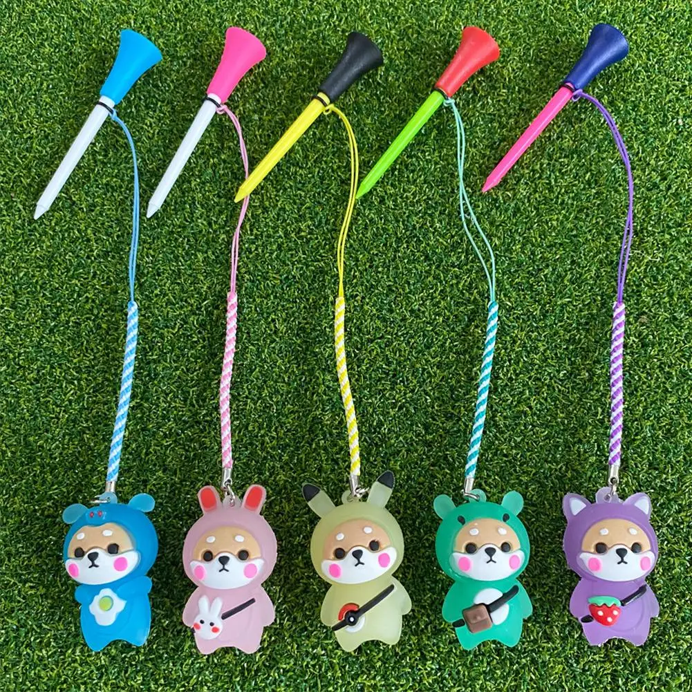Description Picture 5 of item1Pcs Golf Rubber Tees With Flashing Light Cartoon Cute Prevent Loss Golf Ball Holder With Braided Rope Outdoor Golf Accessory