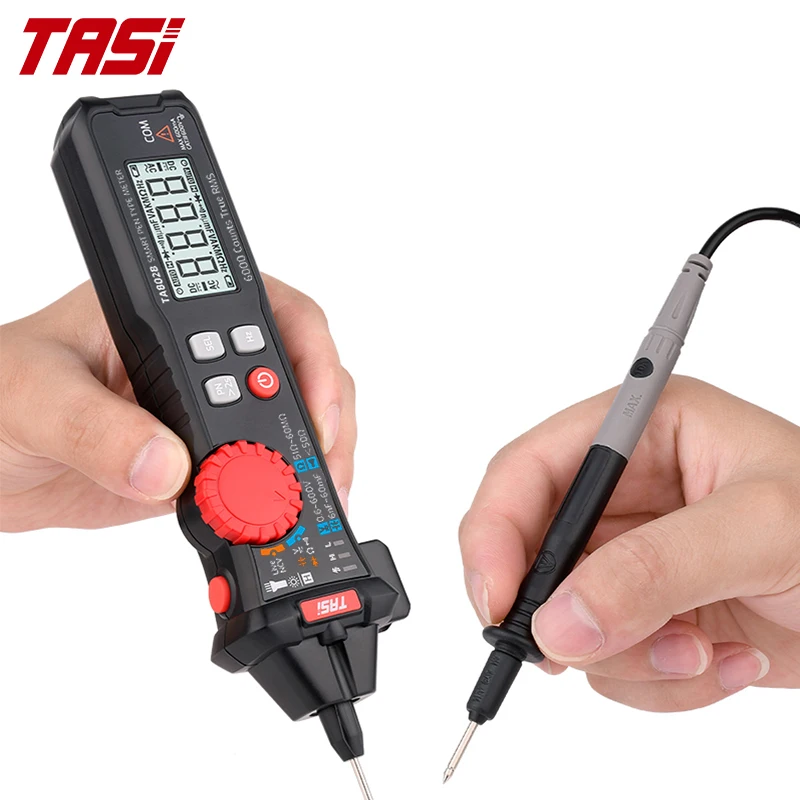 TASI TA802B TA802A Digital Multimeter Pen Type Meter Smart DC AC Voltmeter Auto Range 6000 Count Resistance Diode Hz Tester