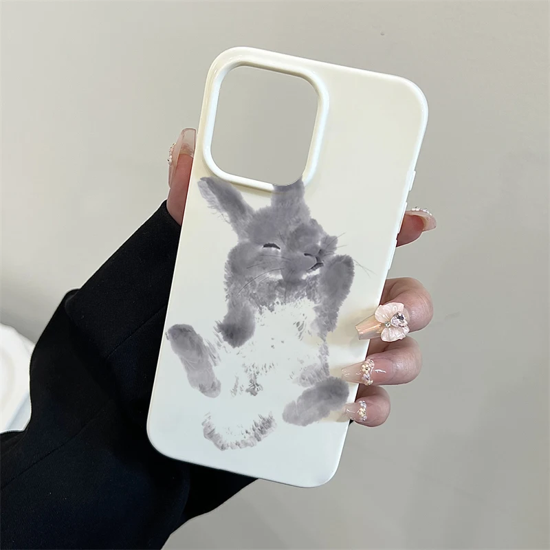 Ink And Wash Painting Rabbit Art Design Phone Case For iPhone 17