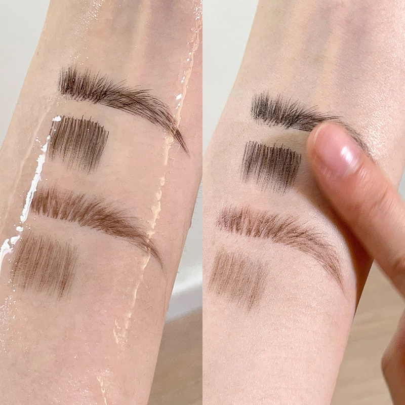 Tint Eyebrows Cream Water Eyebrow Pencil Hairline 2IN1Waterproof Natural Black Brown Ink Press Wild Eyebrow Enhancers Pen Makeup 4