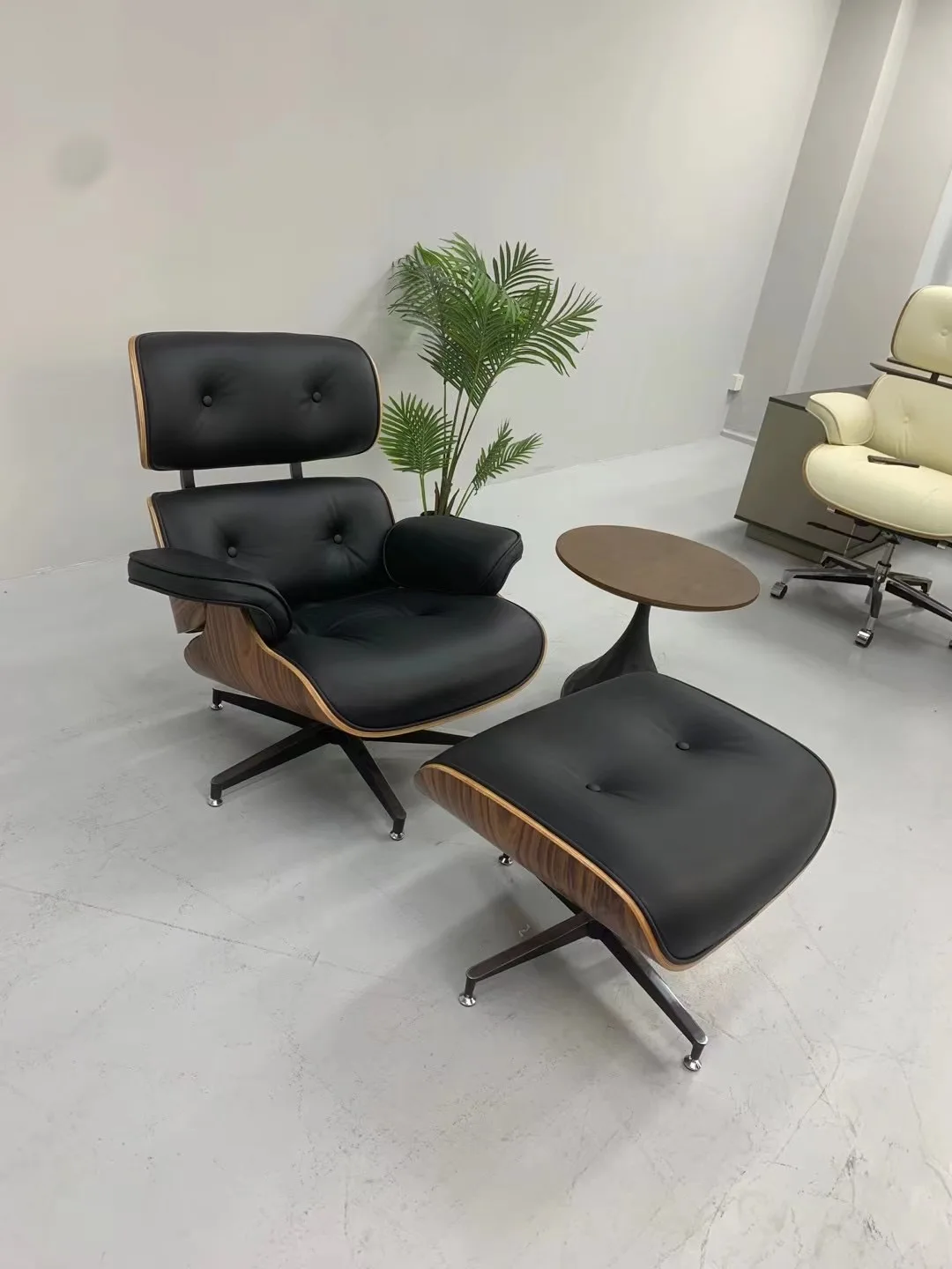 

EAMES Recliner Original Chair Sofa Leather Simple Designer Lounge Walnut Wood Aluminium Alloy Living Room Rotating Boss Chair
