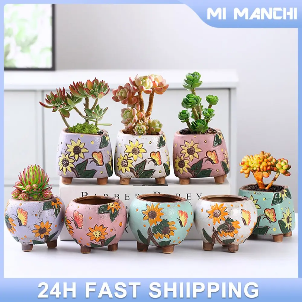 

Flowerpots Ceramic Creative Succulent Flower Pot Home Decoration Ceramic Flowerpot Hand-painted Carving