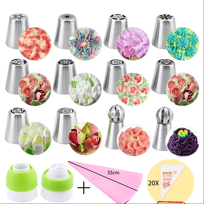 Stainless Steel Cake Decorating Nozzle & Pastry Bag Set 5