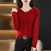 BELIARST 2024 Autumn Winter New Women's Clothing Sweater 100% Mink Cashmere Velvet V-Neck Pullover Knitted Large Size Tops 6