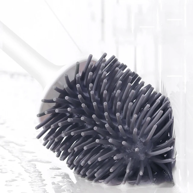 Szilikon Wc -Kefe Mélyen Tisztítóbb Puha Sörték Fürdőszoba Kefe Tartó Készlet Falfüggő Háztartás Rugalmas Tisztító - Image 5