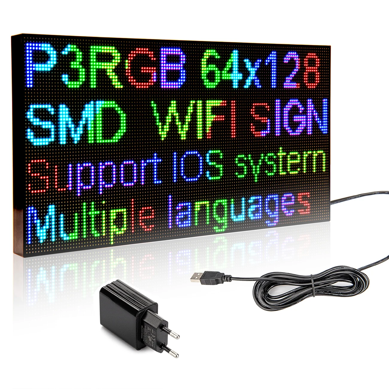 Leadleds P3 5V 39CM pantalla Led, señal Led programable por WIFI, RGB,  Mensaje de desplazamiento, cartelera publicitaria, soporte plegable _ -  AliExpress Mobile