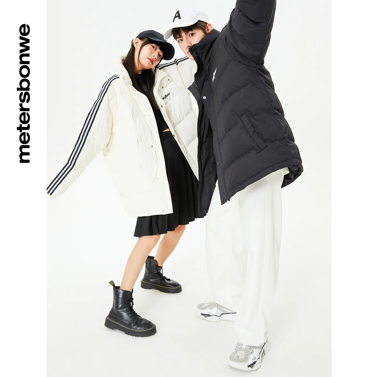Metersbonwe Sport Style Down Wear For Man Loose 80% Gray Duck Down Stand Collar Solid Color Warm Wear Winter Down Coat