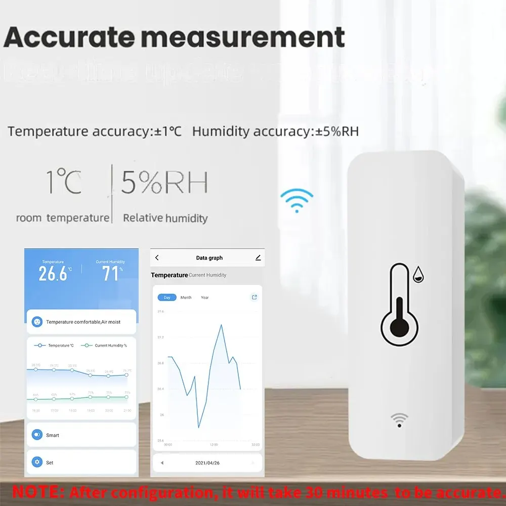 WiFi Smart Temperature and Humidity Sensor - Battery Powered Smart Home Device