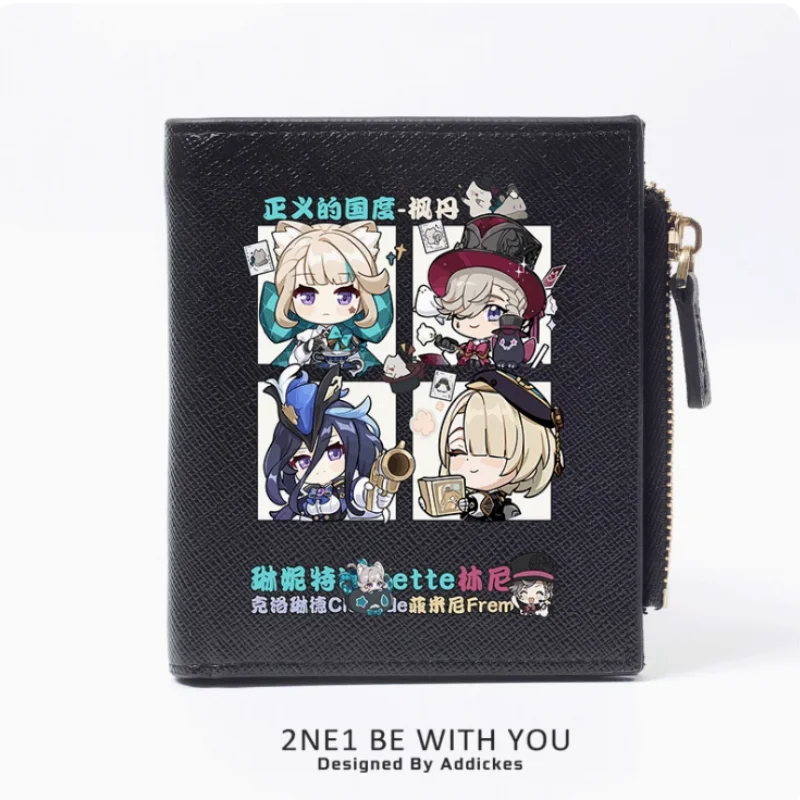 Anime Genshin Impact Lyney  Zipper Wallet Fold Bag Multi Card  Coin Pocket Holder Fashion Kids Wallets Gift