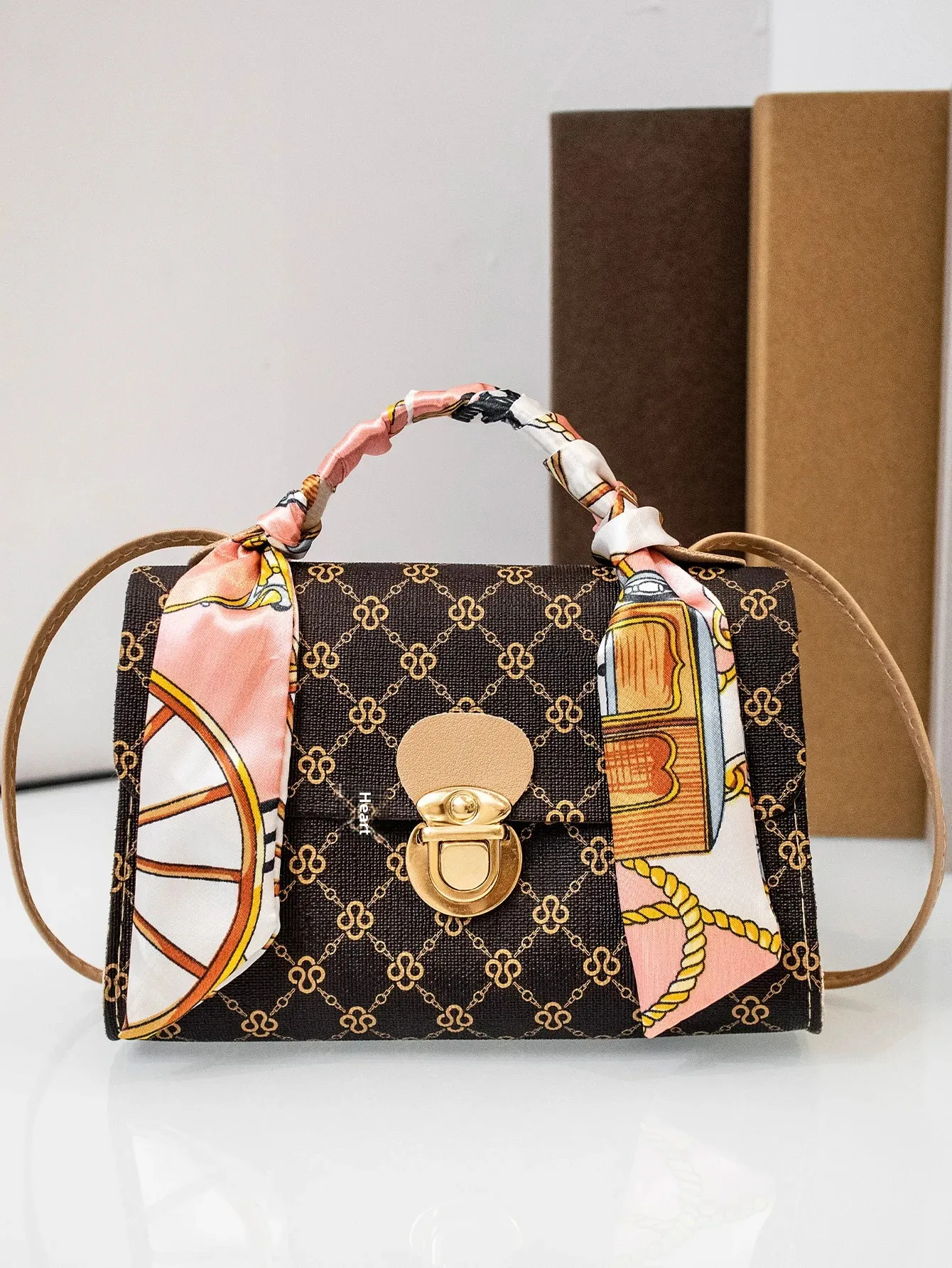 Vintageprinting 2022 New Style Single Shoulder Scarf Bag Small Square Casual Versatile Women's Bag Ultrafine Fiber Leather