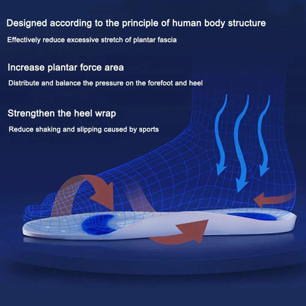 Silicone gel medical insoles for shoes men women flat foot arch support orthopedic for plantar fasciitis relief