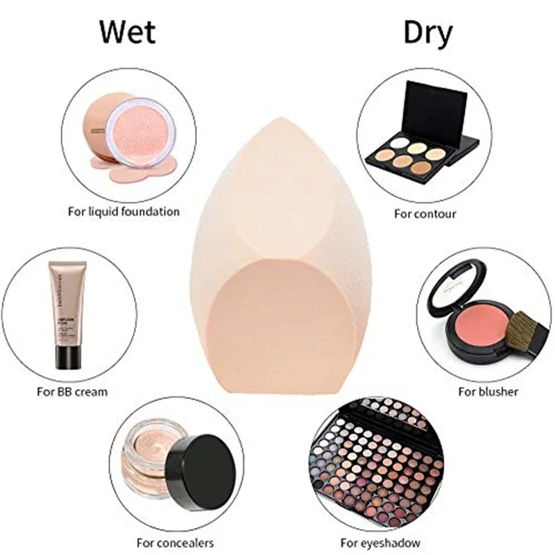 Big Size Makeup Sponge Foundation Puff 5pcs Wet Dry Dual Use Soft Makeup Foundation Sponge Puffs Make Up Blender Cosmetic Tool 6