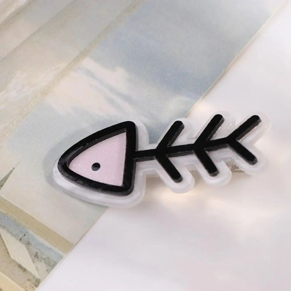 Simple Fish Bone Bangs Clip Pink Acetic Acid Hair Clips Y2K Hair Clips Barrettes Gifts