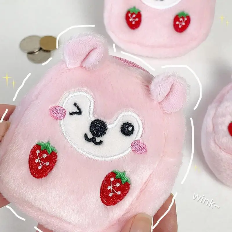 Strawberry Purse Hamster Kids Coin Purse Animal Wallet Small Coin Purse Cute Strawberry Bag Cute Coin Purse for Money Girl Kids 4
