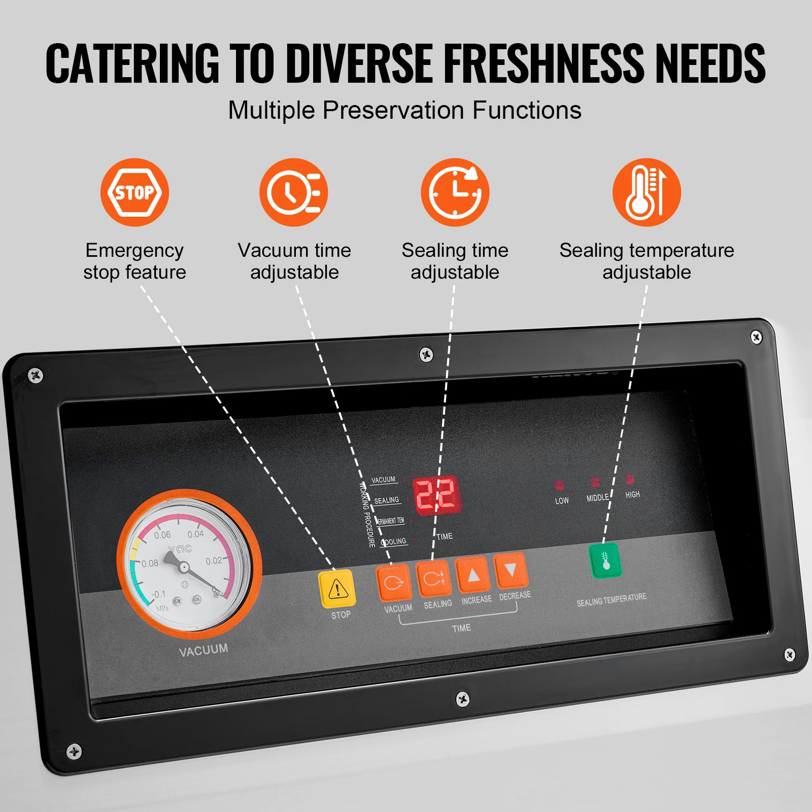 SucceBuy DZ-600-2S Chamber Vacuum Sealer 1200W Vacuum Packing Machine with 23.62" Sealing Length for Foods Meats Home Kitchen