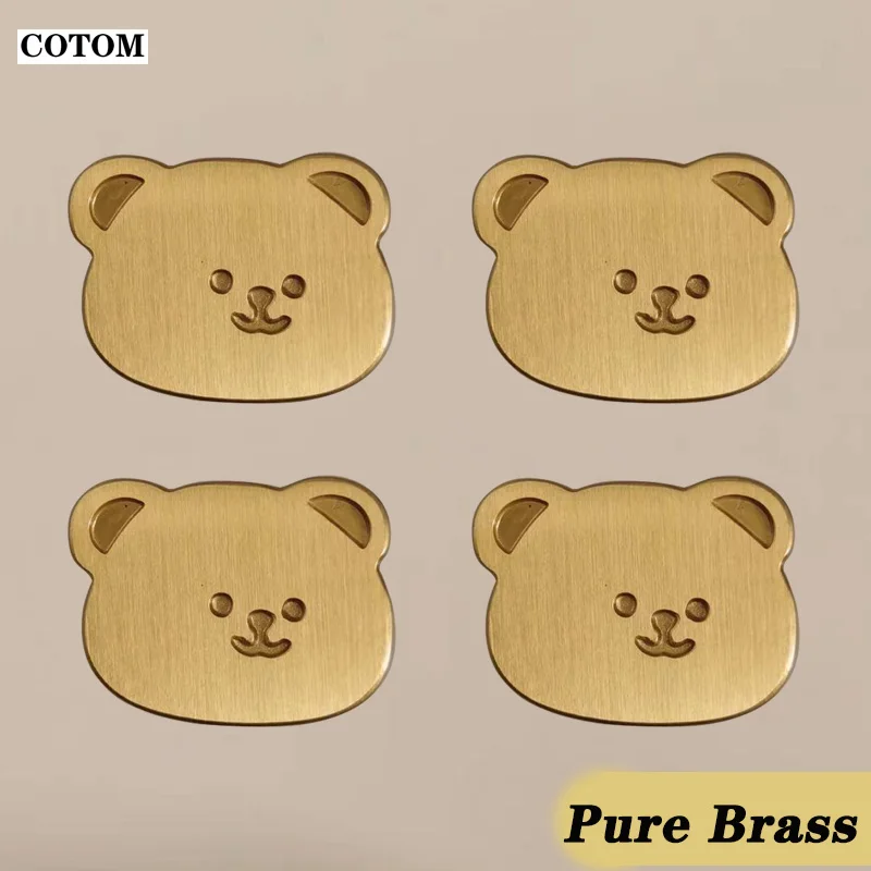 Cartoon Furniture Handles Little Bear Drawer Knob Brass Animal