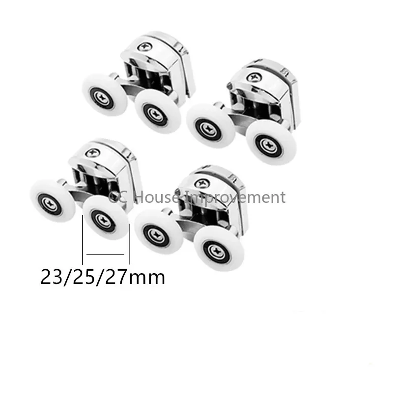 4pcs דלת מקלחת רולר סגסוגת אבץ גלגל כפול גלגל מקלחת דלת הזזה רולר נושאת גלגלים