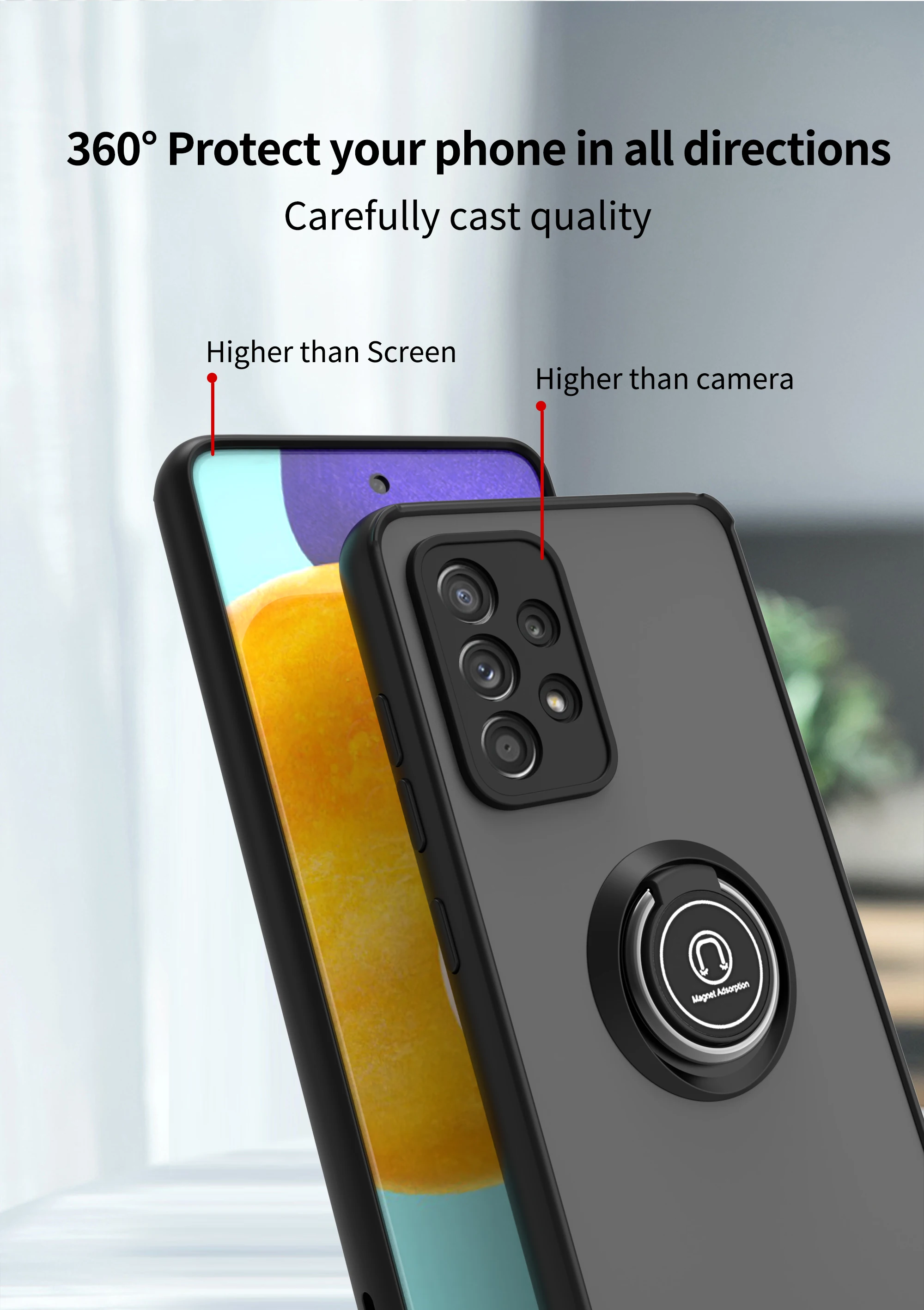 NEUE Magnetische Matte Fall Für Samsung Galaxy A73 A72 A71 A52 A51 A42 A33 A32 A31 A03 A04 Luxus Stoßfest Ring Halter Abdeckung Voll – Detail 3