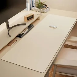Large Non - Slip Waterproof Faux Leather Desk Pad - Easy to Clean - 90x40cm (Beige)