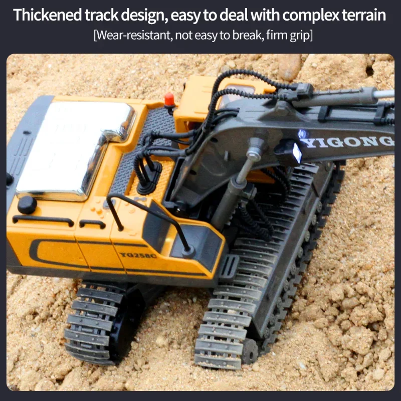 RC Truck Alloy 11 Channel 2.4G Rotate 680 ° Remote Control Excavator Bulldozer Dump Trucks Toy Gifts for Boy Christmas Present