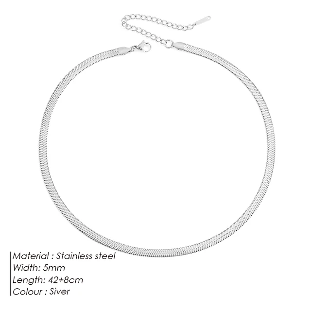 EManco unisexe serpent chaîne collier couleur argent tour de cou en acier inoxydable à chevrons chaîne collier pour femmes bijoux en gros