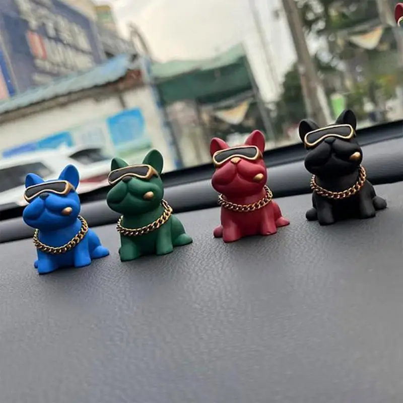 

Car Dashboard Ornaments Auto Rearview Mirror Hanging Animal Resin Figurines Cute Bulldog For Vehicle Tabletop Creative Gifts