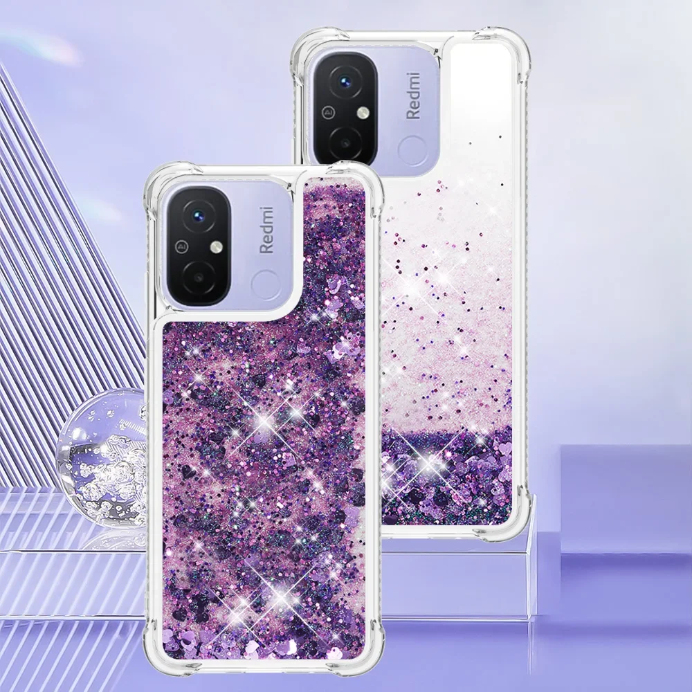 Sparkling Liquid Quicksand Phone Case with Clear Dynamic Glitter Design