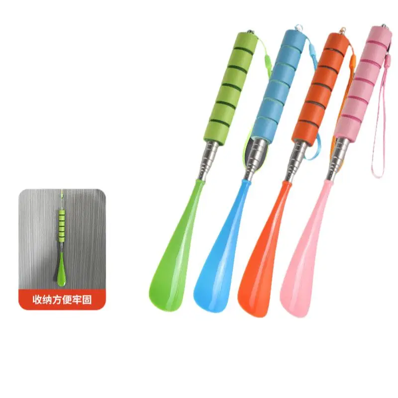 Adjustable Telescoping Metal Shoehorn with Long Handle - Portable Shoe Aid