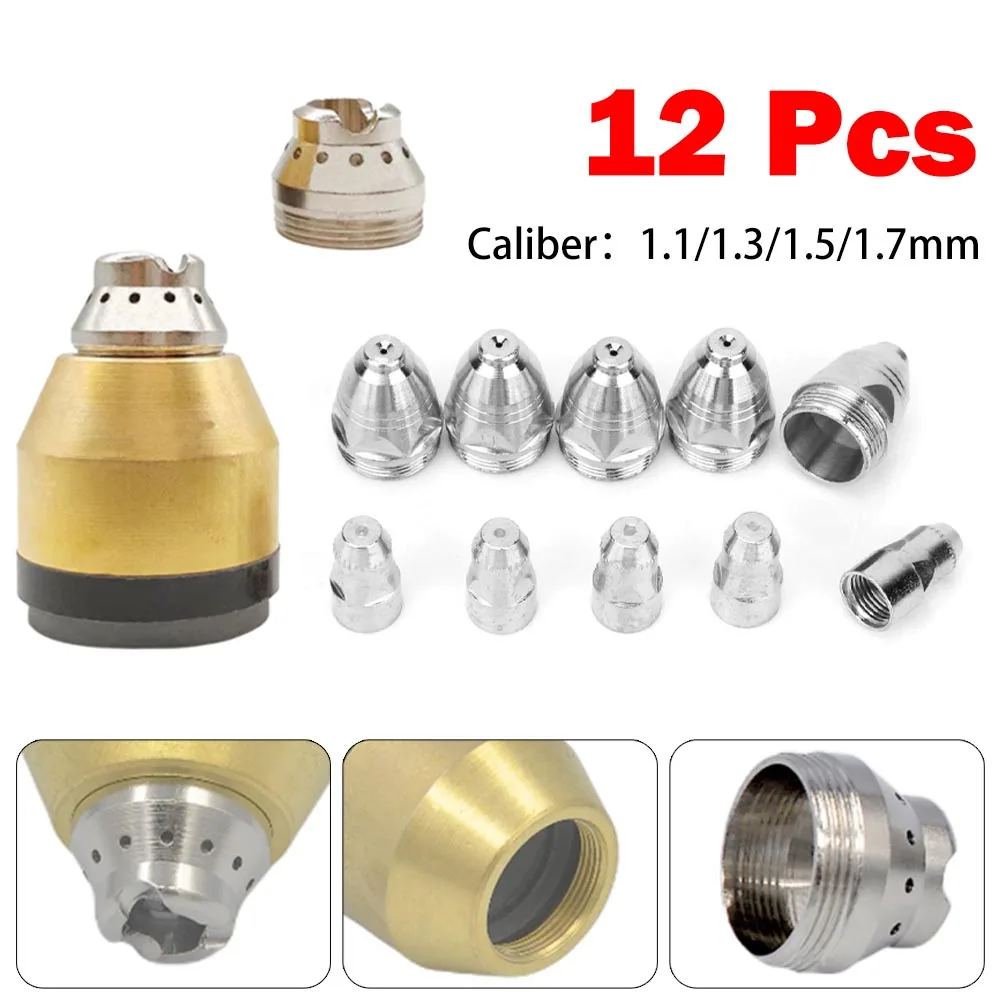 

1.1-1.7mm P80 Plasma Cutting Torch Protective Cover And 10pc Cutter Torch Nozzle Electrode For Cut Medium Thinning Metal Sheet