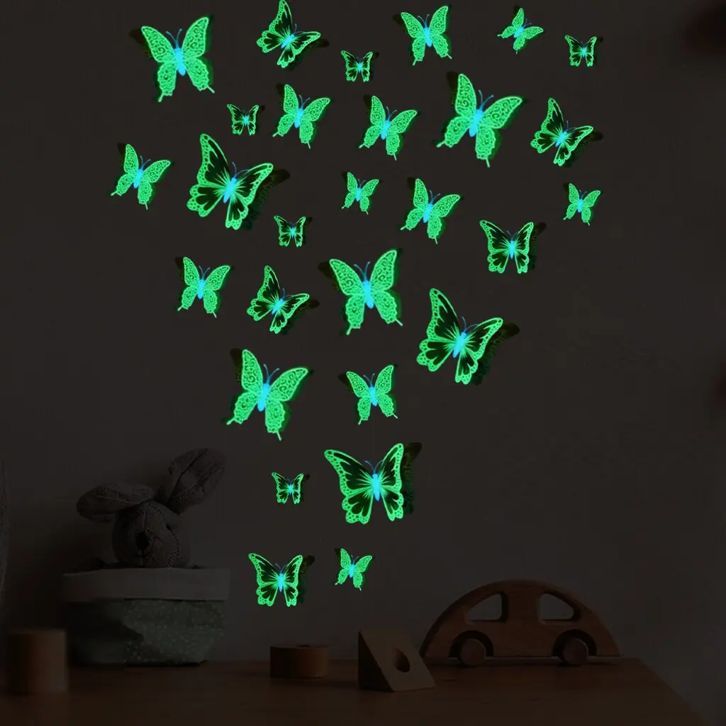Luminous Stickers Butterfly Room Bedroom Fluorescent Wall stickers Self-adhesive children's room luminous decoration