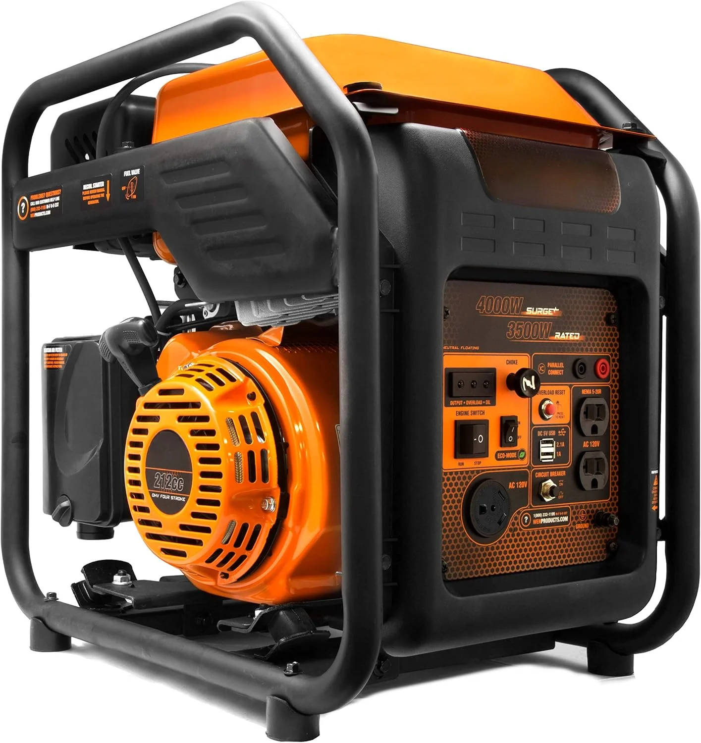 GN400i RV-Ready 4000-Watt Open Frame Inverter Generator, CARB Compliant, Black/orange
