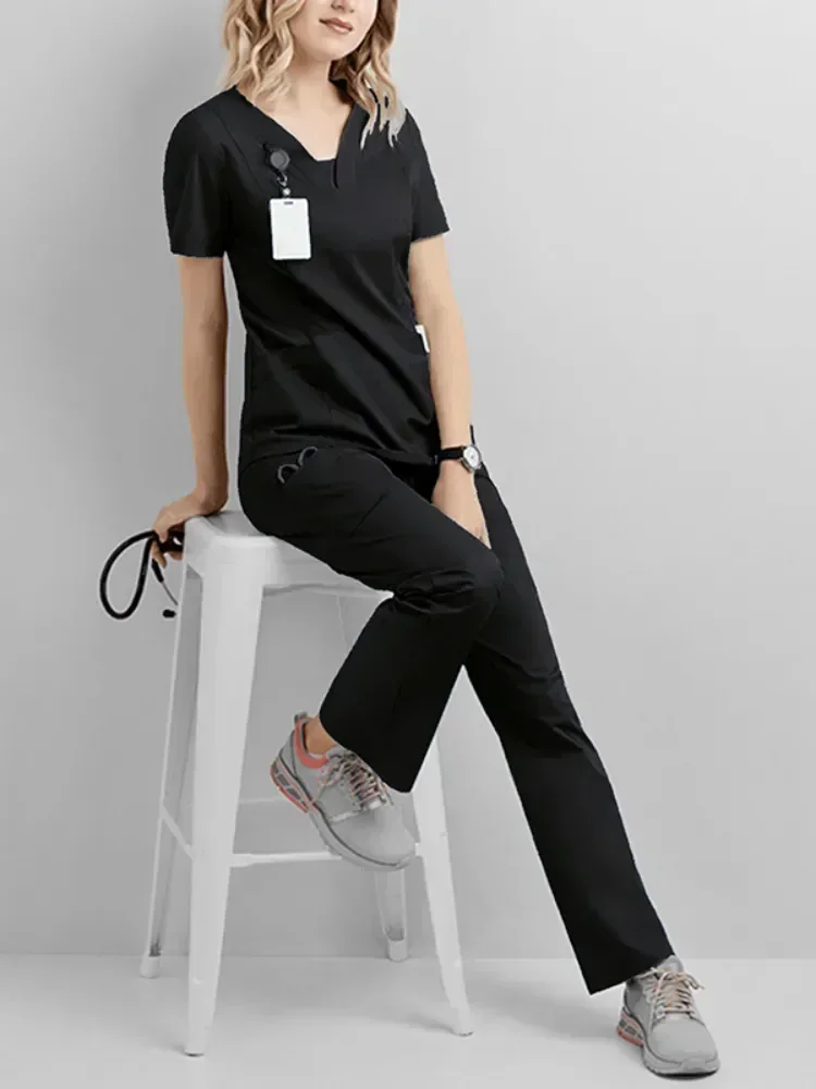 

Jogger Nurse Wholesale V-neck Doctor Sleeved Nursing Medical Hospital Working Uniform Pharmacy Women Casual Short Suits