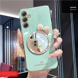 Coperchio per Telefono con Specchio di Trucco in Diamante Elegante con Supporto