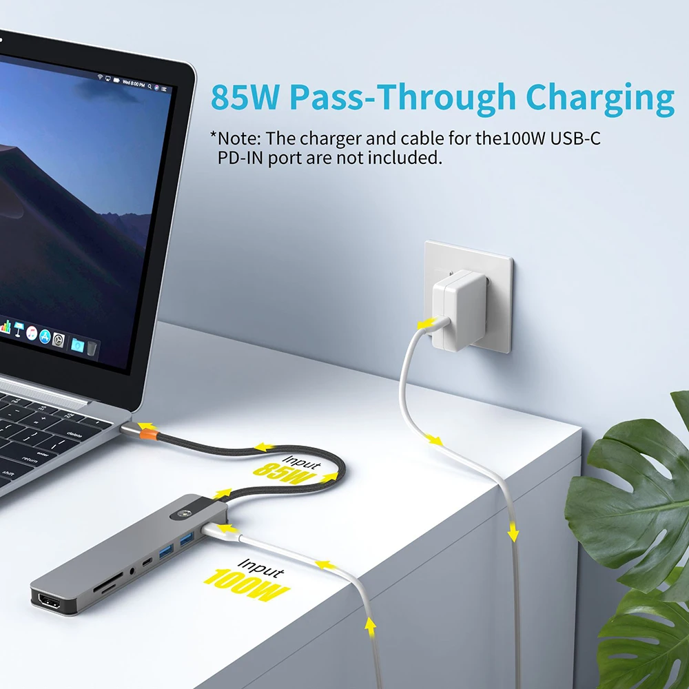 5/8 in 1 USB C to HDMI-Compatible 4K 60Hz Adapter Type C Splitter USB3.0/3.1 HUB Docking Station PD SD TF 3.5mm for Laptop iPad BEST SELLERS