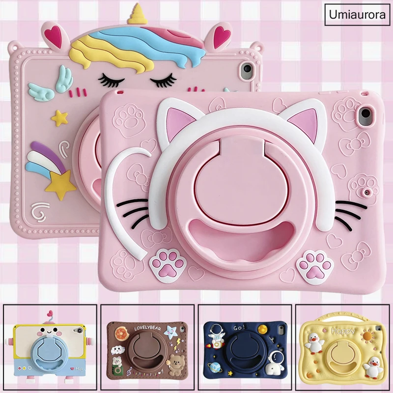 Per Ipad 7Th 8Th 9Th 10.2 10Th Gen Air 2 3 4 5 10.9 2022 Mini 6 Pro 9.7 11 Custodia 360 Rotazione Hand Ring Stand Kids Cover In Silicone