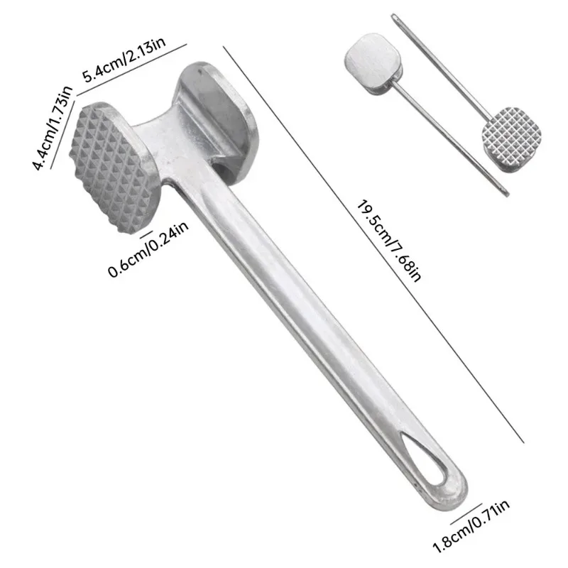 Duty Meat Mallet Stainless Steel Double-Sided Meat Tenderizer Tool for Steak Chicken Pork Fish and Veal Kitchen Cooking Hammer