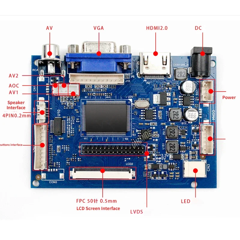 Ips Lcd Screen Display Panel com Audio Driver Board Kit Industrial Manufacturing Car Polegada Resolução 1024x600 50pins hd - Imagem 4