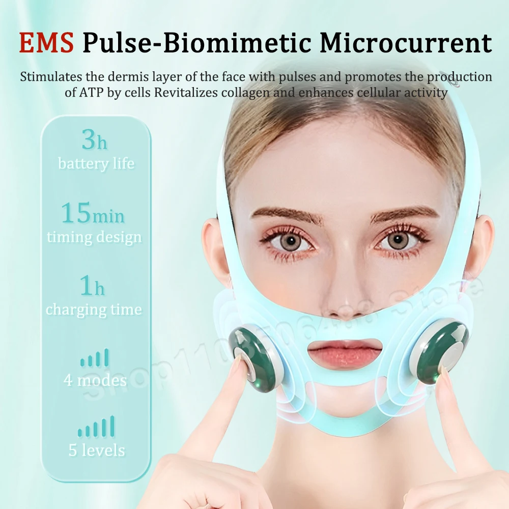 EMS Face Slimming Bandage V Line Face Shaper Microcurrent Double Chin Up Jaw Cheek Thin Reduce Lift Up Belt Facial Massage Strap