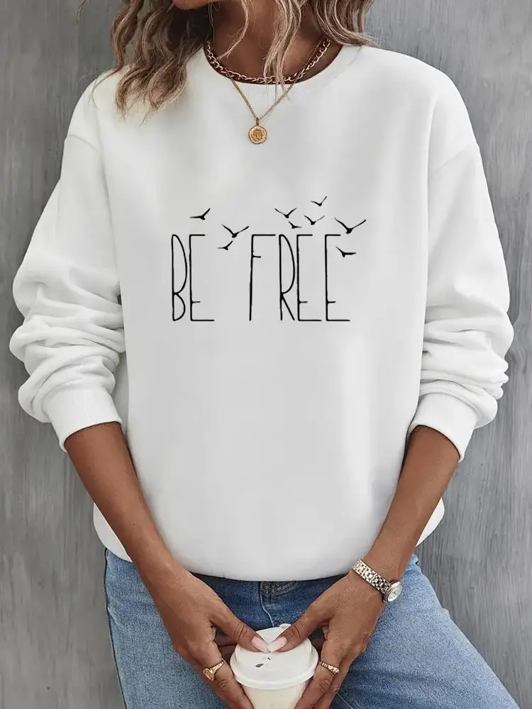

Letter Style Trend 90s Lovely Clothing Pullovers O-neck Print Fashion Lady Fleece Casual Women Cartoon Graphic Sweatshirts