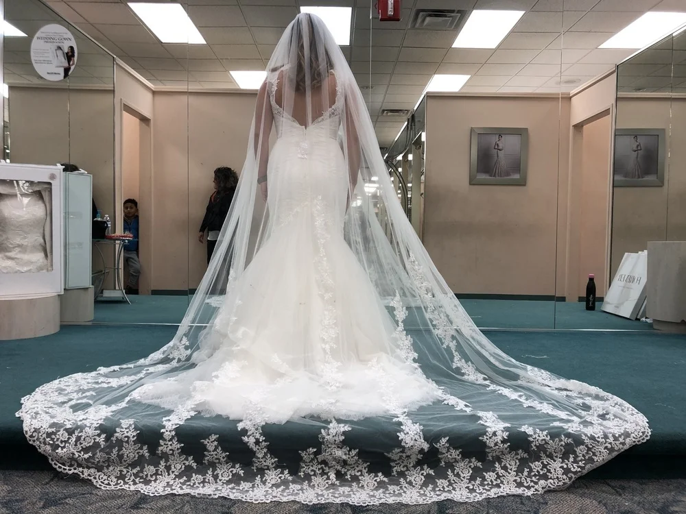 

black Bridal Veils Cathedral lvory Wedding Veils 1 T 3M Appliques Lace white Bridal Veil Wedding Accessories Comb