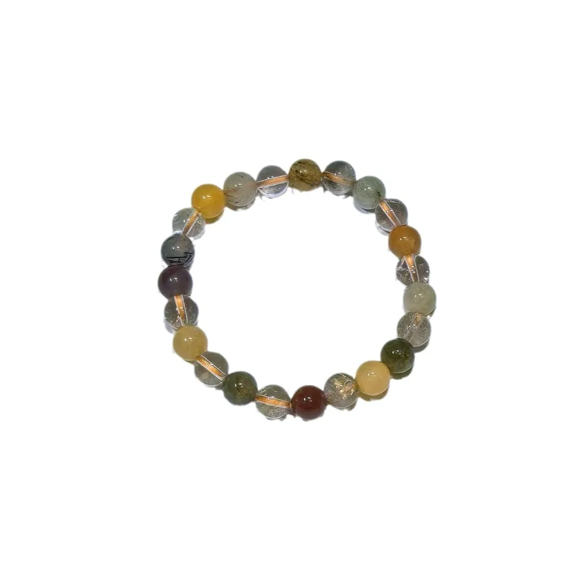 Natural Colorful Bracelet Multi-Gem Beads Ice Transparent Rabbit Hair Crystal