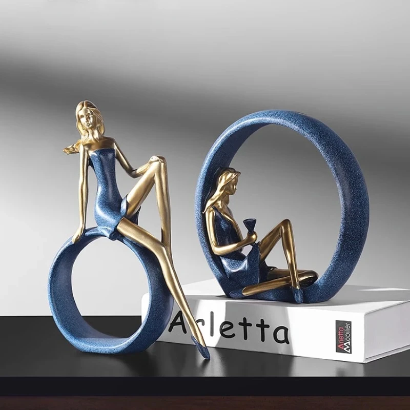 

Light Luxury Yoga Girl Resin Statue Ornament Modern Home Living Room TV Cabinet Bedroom Desktop Office Shop Window Decoration