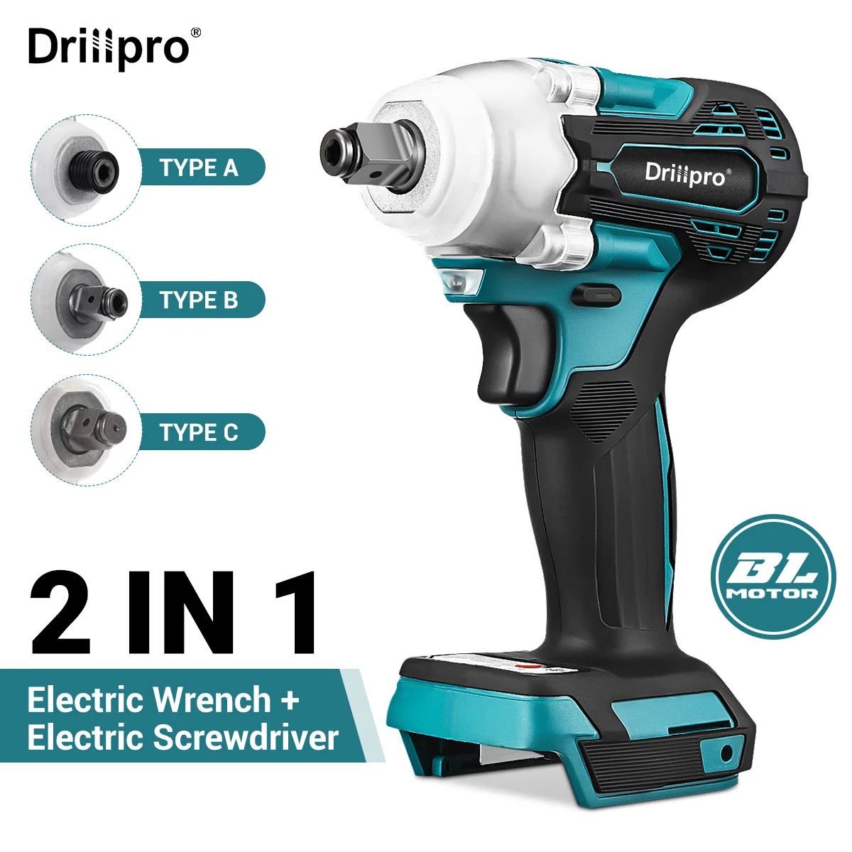 588N.m 2 In1 Brushless Cordless Electric Impact Wrench 1/2" Power Tool Electric Screwdriver Drillpro for Makita 18V Battery